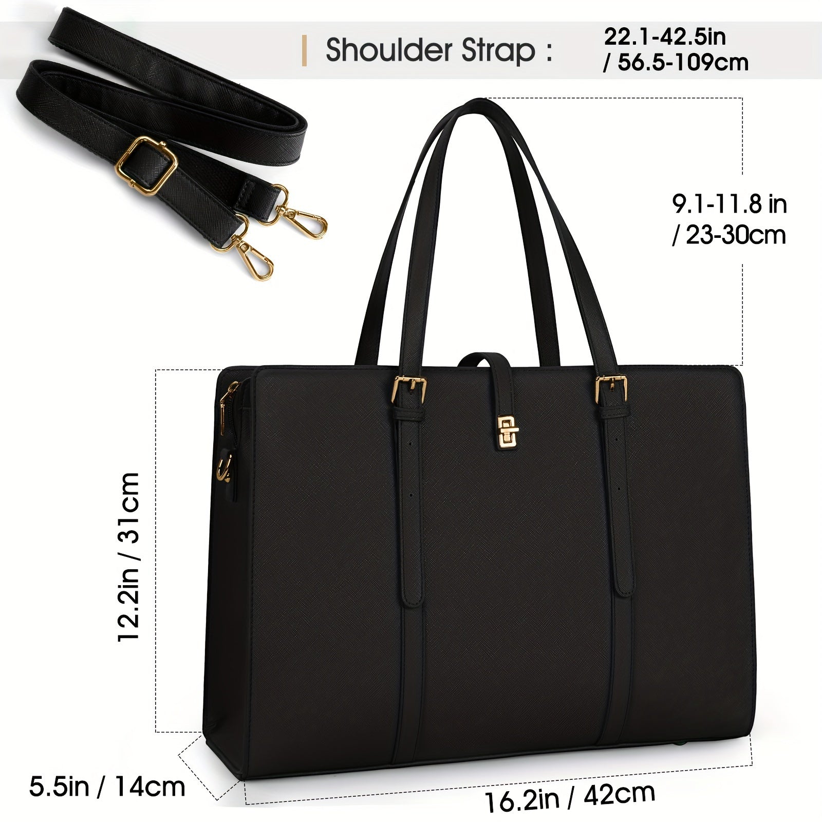 1pc Waterproof 15.6-Inch Laptop Storage Crossbody Bag, PU Leather Briefcase, Large Capacity Fashion Business Handbag - NEXTRENDBAHRAIN