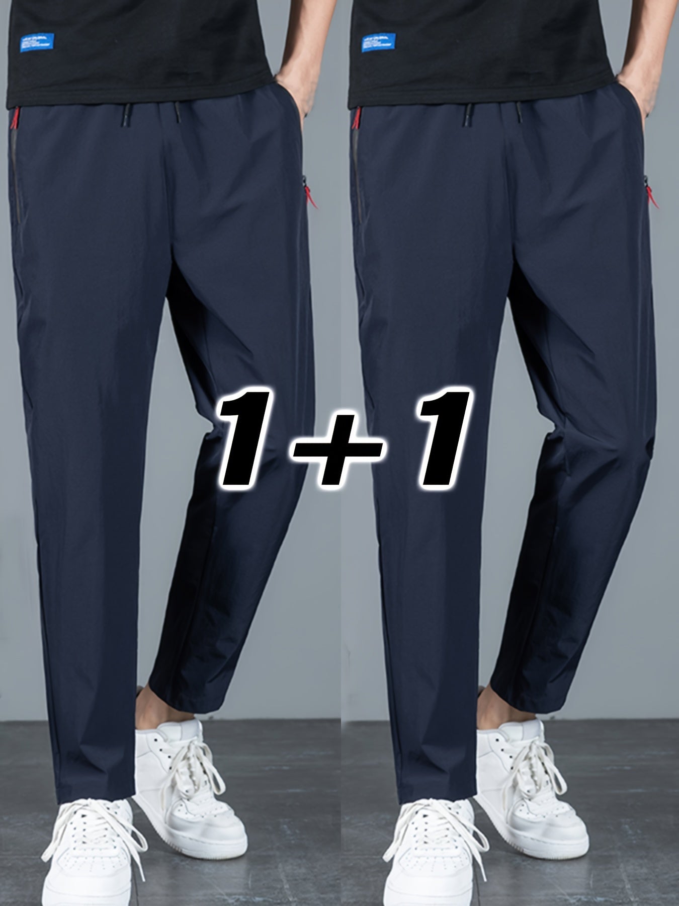 2 Pcs Men's Solid Pants With Pockets, Casual Drawstring Trousers For Summer Outdoor Activities Gift - NEXTRENDBAHRAIN