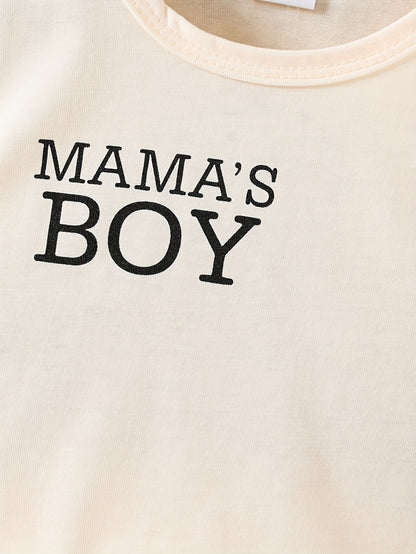 2pcs Toddler Boys "Mama's Boy" Print Summer Cotton Set, T-shirt & Casual Shorts, Baby Boy's Clothes - NEXTRENDBAHRAIN