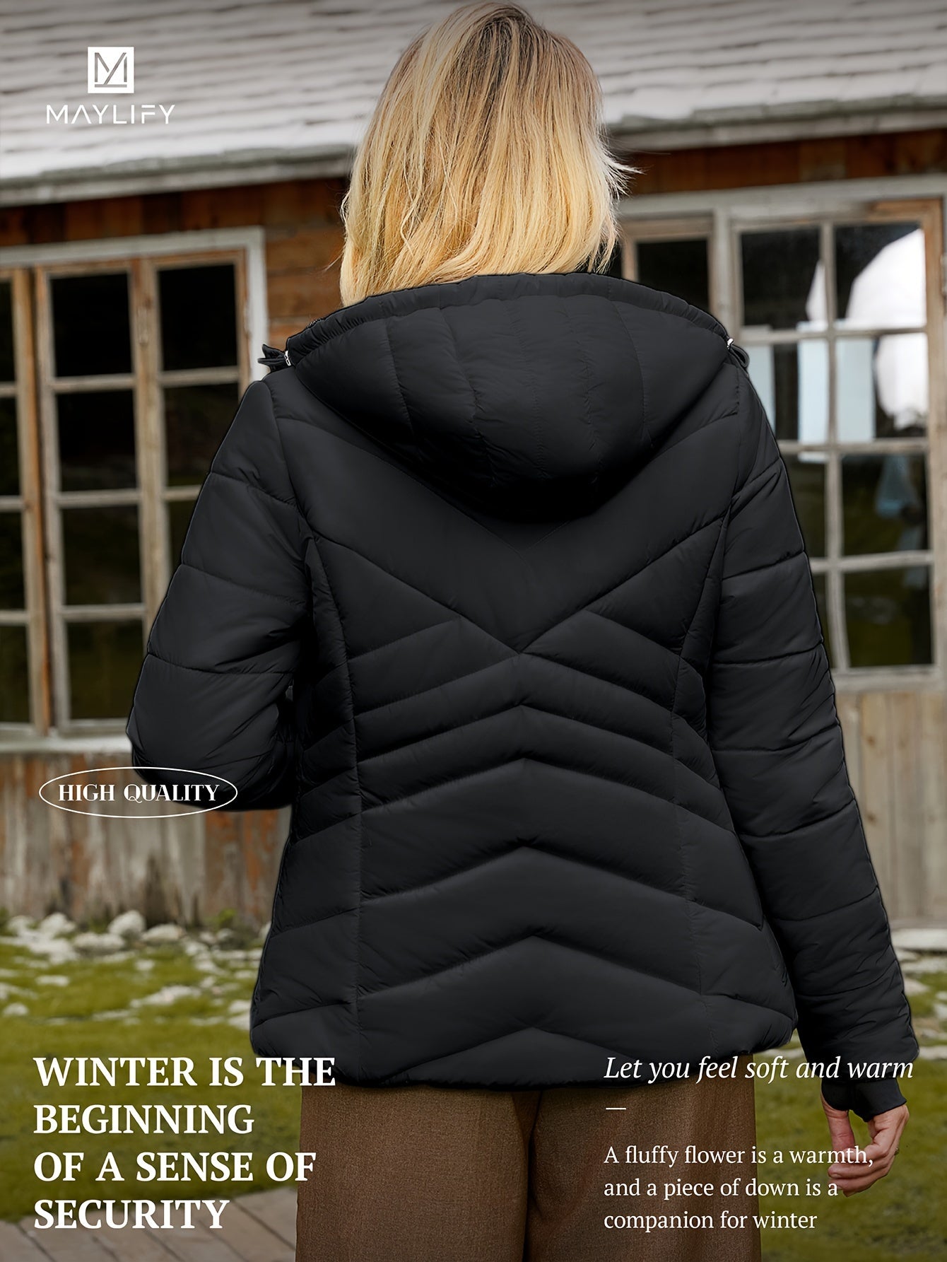 Autumn And Winter Hooded Padded Jacket, Slim Waist Coat Women's Clothing Warm Windproof Jacket NEXTRENDBAHRAIN