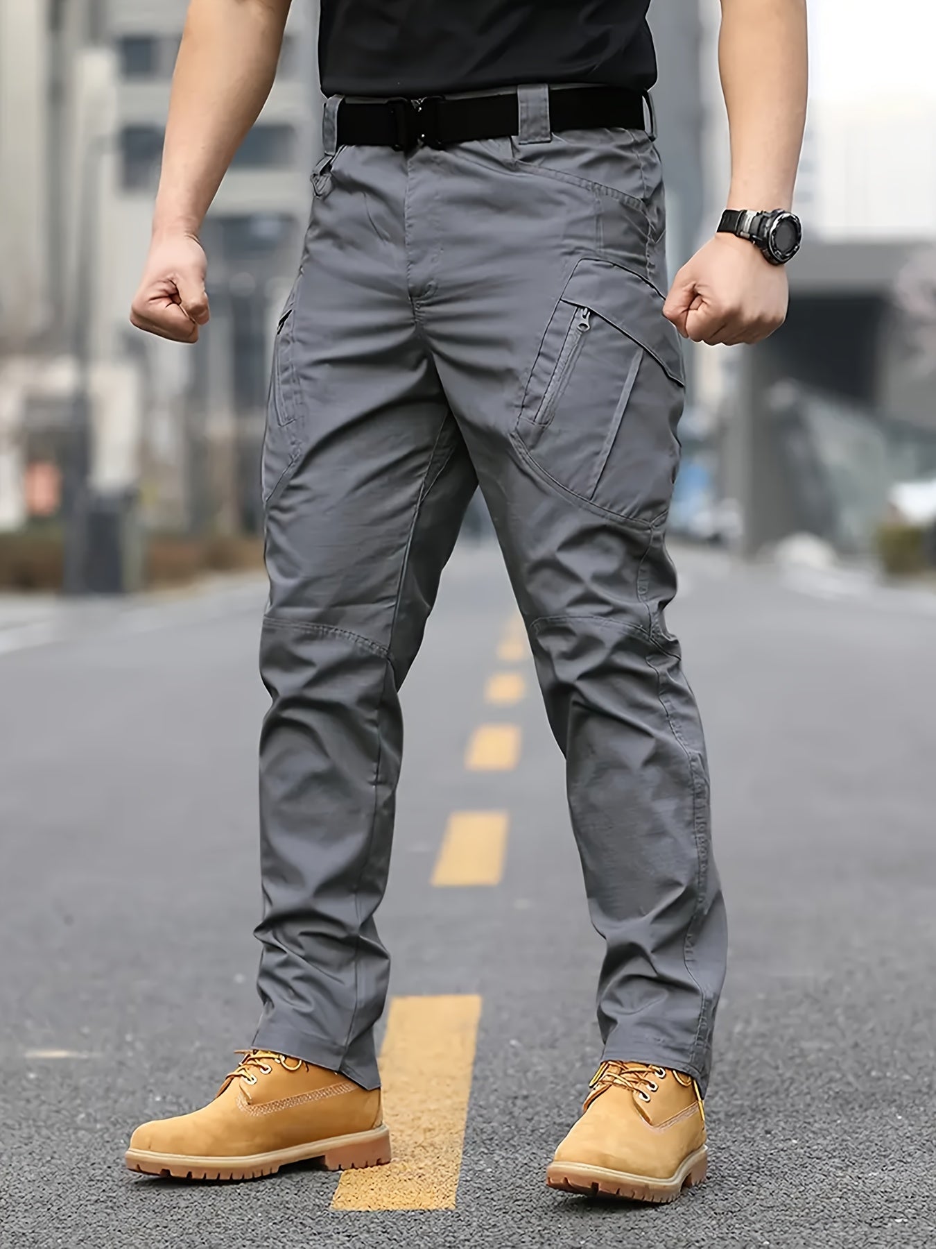 2pcs Men's Tactical Cargo Pants - Water-Resistant, Durable Polyester with Multi-Pocket Design for Outdoor Activities, Perfect for Spring & Fall NEXTRENDBAHRAIN