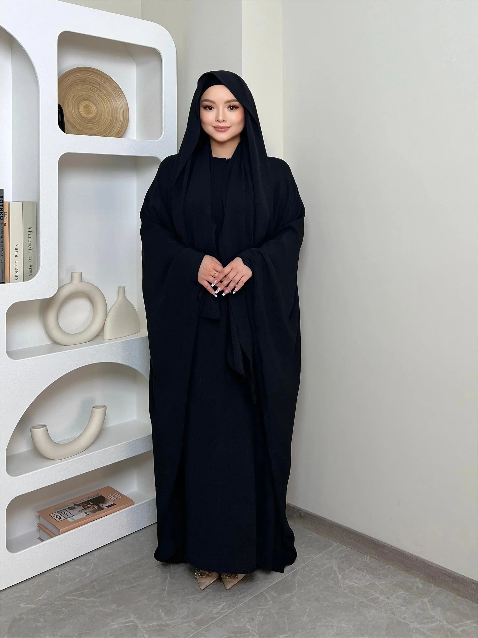 Batwing Sleeve Solid Abayas Dress, Elegant Maxi Length Dress, Women's Clothing NEXTRENDBAHRAIN