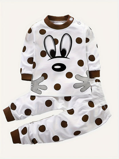 Boys' Cozy Cotton Clothing Set - Cartoon Print, Long Sleeve Top & Pants for Fall/Winter - NEXTRENDBAHRAIN