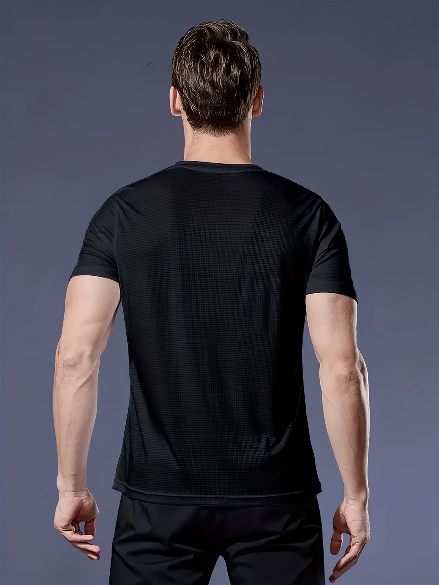 6-Pack Men's Quick-Dry T-Shirts - Yunte Sports Crew Neck Tees, 100% Polyester, Lightweight, Breathable, Moisture-Wicking, Solid Color, Regular Fit, Knit Fabric, Ideal for Gym, Fitness & Running NEXTRENDBAHRAIN