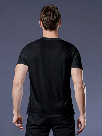 6-Pack Men's Quick-Dry T-Shirts - Yunte Sports Crew Neck Tees, 100% Polyester, Lightweight, Breathable, Moisture-Wicking, Solid Color, Regular Fit, Knit Fabric, Ideal for Gym, Fitness & Running NEXTRENDBAHRAIN