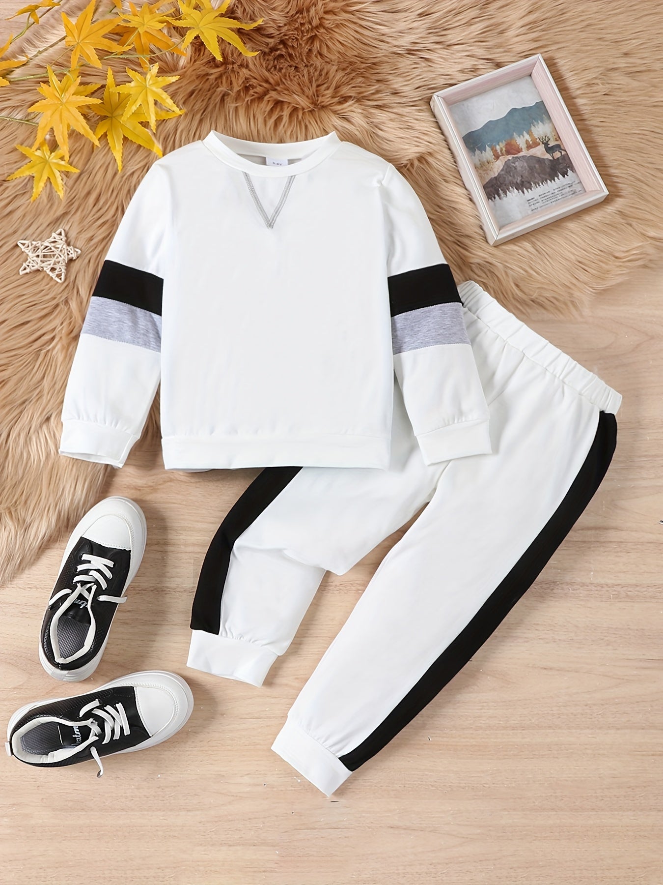 Kids Boys Green Circle Neck Long Sleeve Sweatshirt & Sweatpants Set Baby Set Kids Clothes - NEXTRENDBAHRAIN