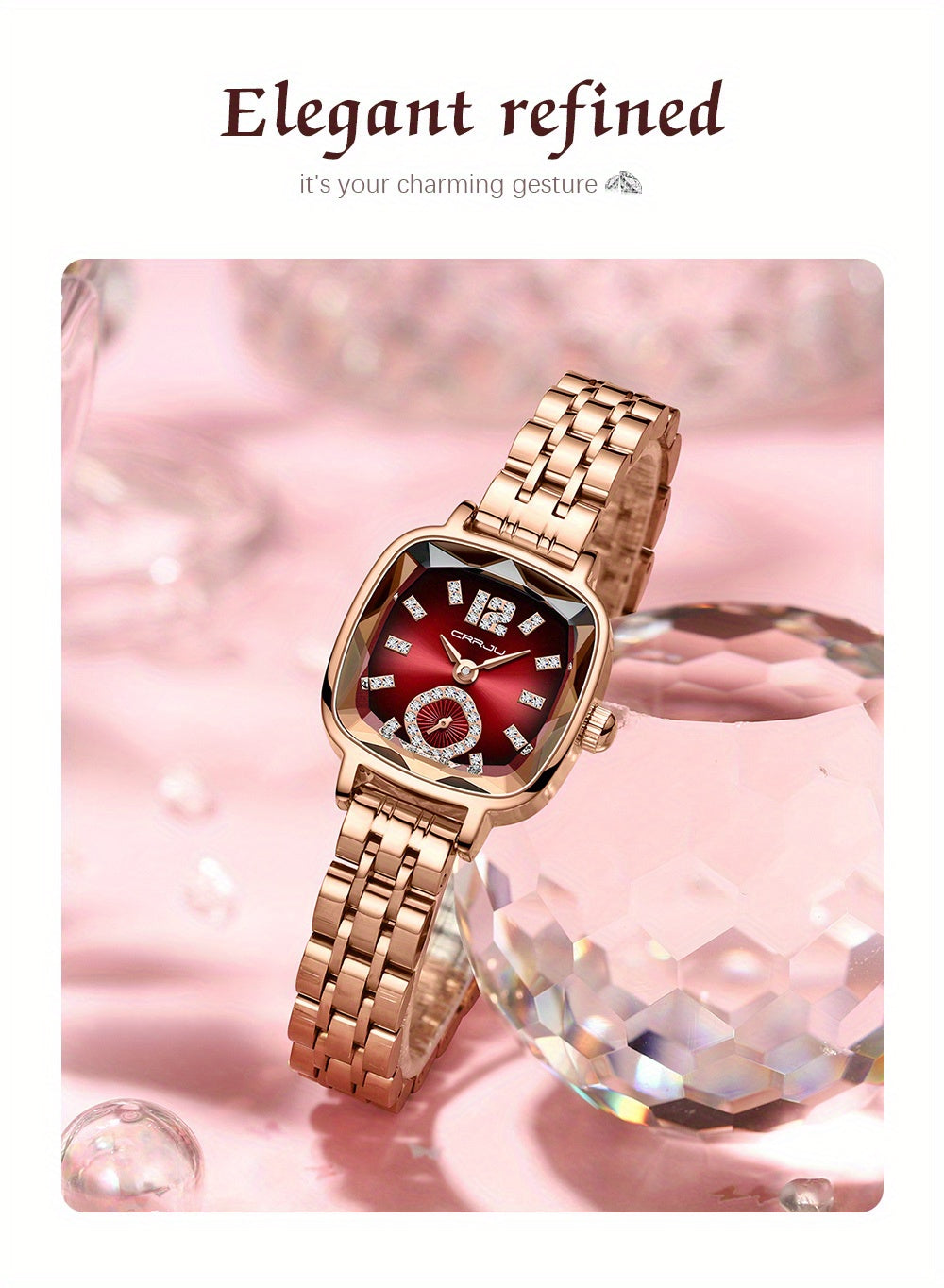 Women's Dial Cutting Watch Luxury Rhinestone Quartz Watch Elegant Square Pointer Analog WR Stainless Steel Wrist Watch - NEXTRENDBAHRAIN