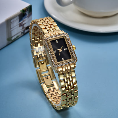 Women's Watch Luxury Rhinestone Quartz Watch Rectangle Pointer Fashion Analog Bracelet Wrist Watch - NEXTRENDBAHRAIN