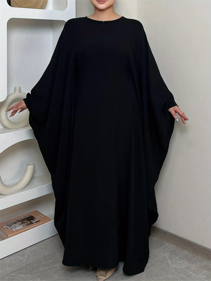 Batwing Sleeve Solid Abayas Dress, Elegant Maxi Length Dress, Women's Clothing NEXTRENDBAHRAIN