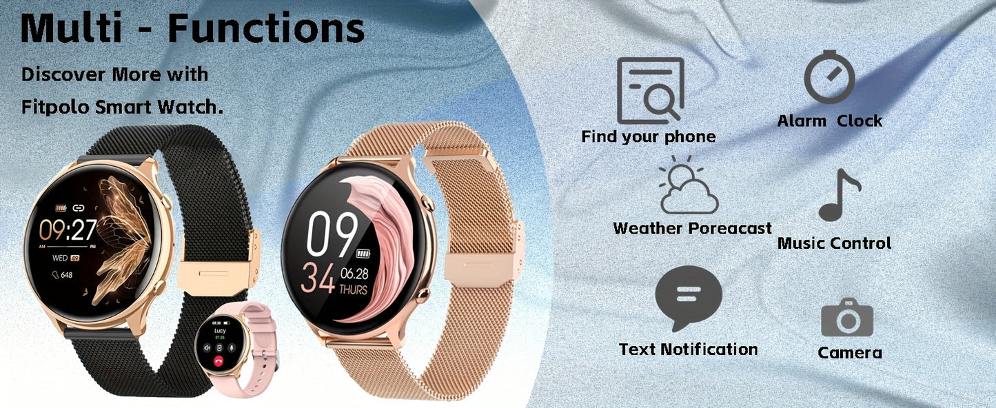 Women's Wireless Calling Smart Watch, 3.53cm Round Smart Watch With 100+ Sports Modes, Female Functionality, Sleep Monitoring, Waterproof Watch For Android And IPhone - NEXTRENDBAHRAIN