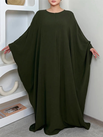 Batwing Sleeve Solid Abayas Dress, Elegant Maxi Length Dress, Women's Clothing NEXTRENDBAHRAIN