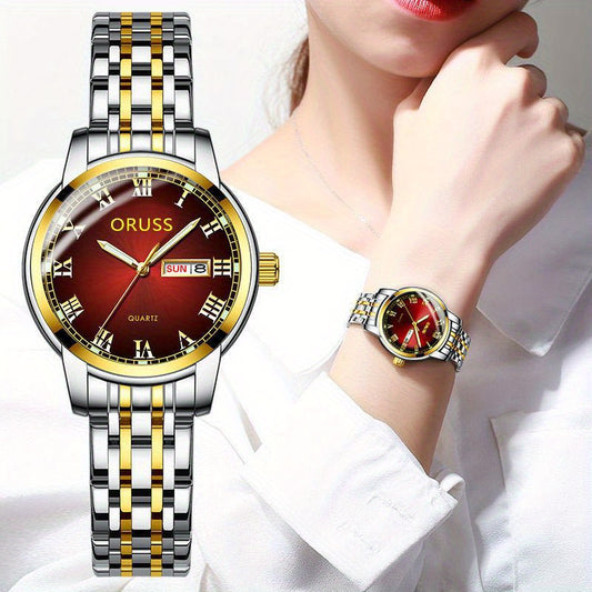 Women's Business Leisure Quartz Watch Luminous Waterproof Fashion Calendar Analog Stainless Steel Wrist Watch - NEXTRENDBAHRAIN