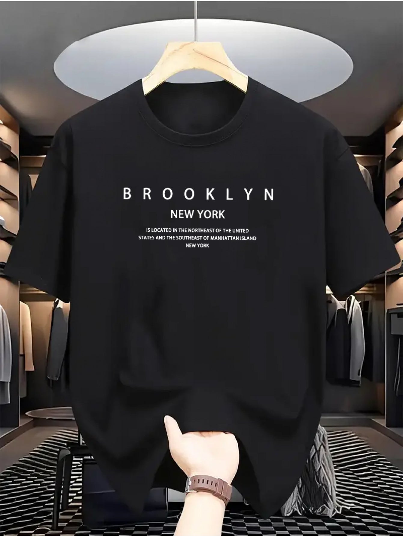 100% Cotton Men's Casual T-Shirt - Brooklyn New York Print, Round Neck, Short Sleeve, Knit Fabric, Comfortable Daily Wear for Adults NEXTRENDBAHRAIN