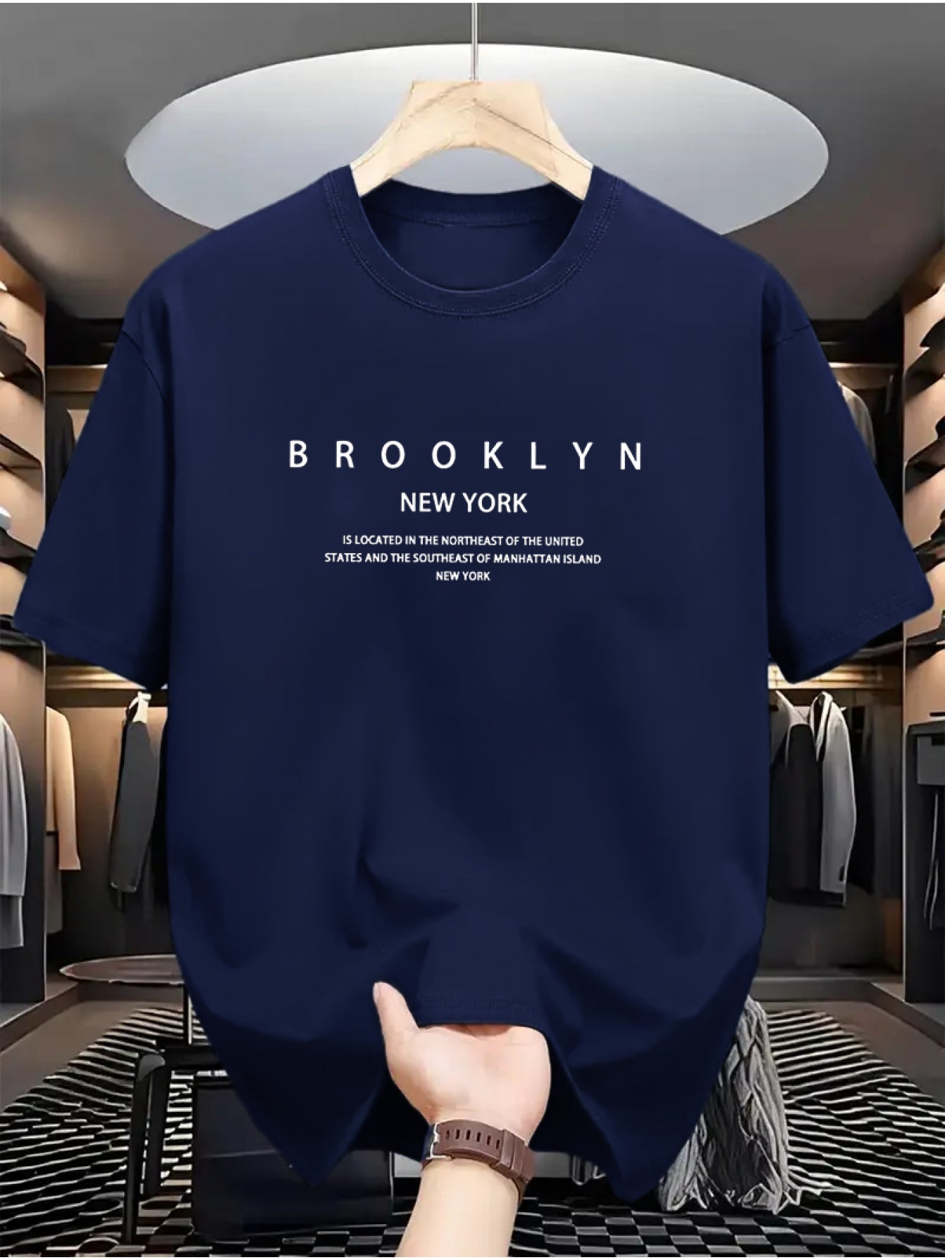 100% Cotton Men's Casual T-Shirt - Brooklyn New York Print, Round Neck, Short Sleeve, Knit Fabric, Comfortable Daily Wear for Adults NEXTRENDBAHRAIN