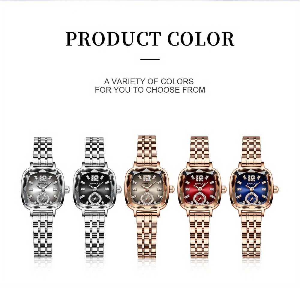 Women's Dial Cutting Watch Luxury Rhinestone Quartz Watch Elegant Square Pointer Analog WR Stainless Steel Wrist Watch - NEXTRENDBAHRAIN