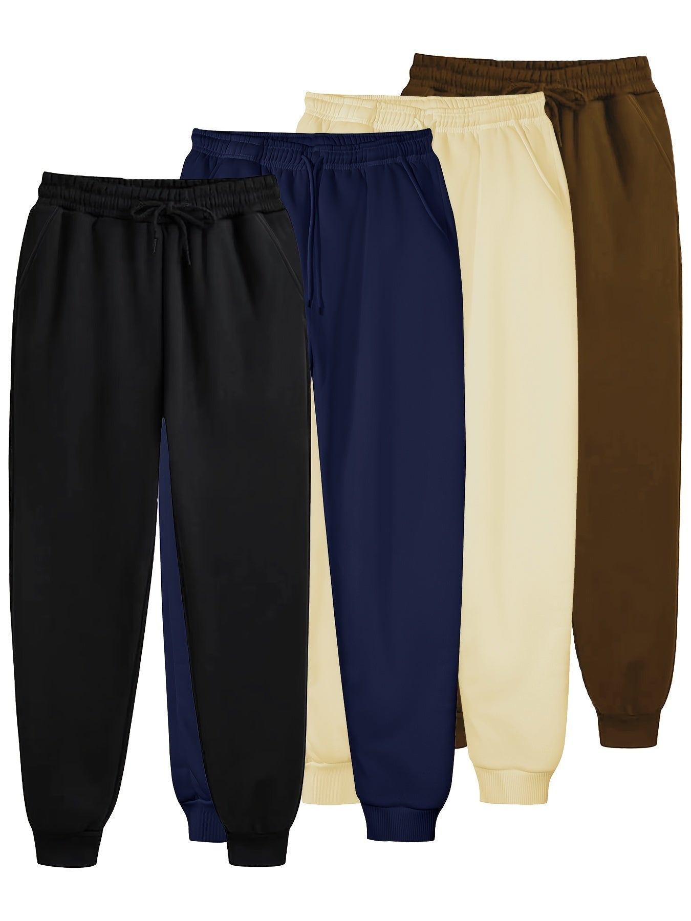 4Pcs Men's Solid Color Joggers For Sports Outdoor, Casual Trendy Trousers - NEXTRENDBAHRAIN