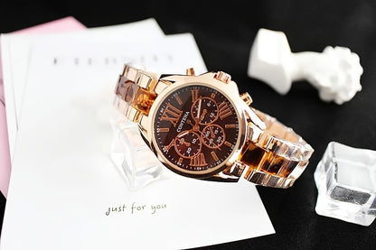 1pc Matching Contena Luxury Rose Golden Quartz Watches, Women's Fashion Wristwatch Set With Roman Numerals, Elegant Female Timepieces For Daily Life And Travel (Watch Only) - NEXTRENDBAHRAIN