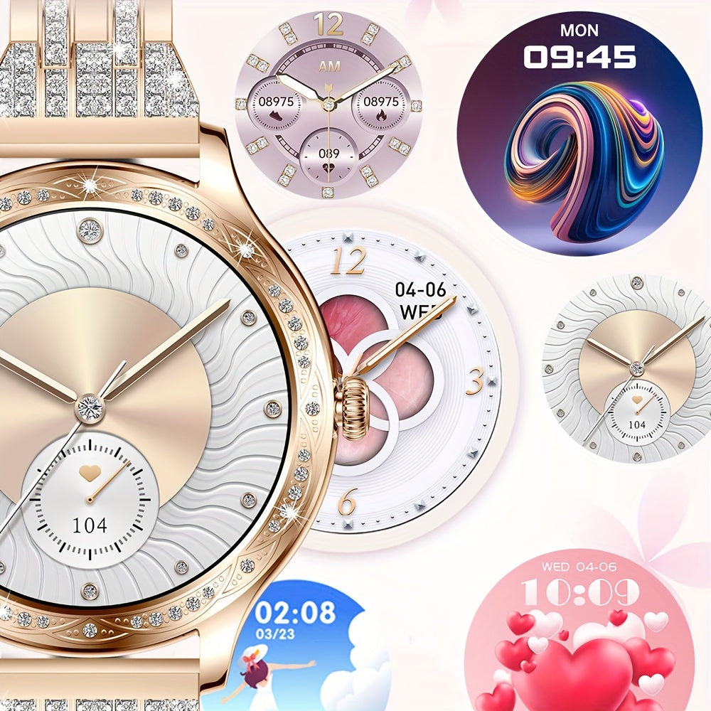 Women's Smart Wrist Watches Rhinestone Elegant Smart Watch Health Monitoring Sleep Monitoring Wireless Call Waterproof Watch - NEXTRENDBAHRAIN