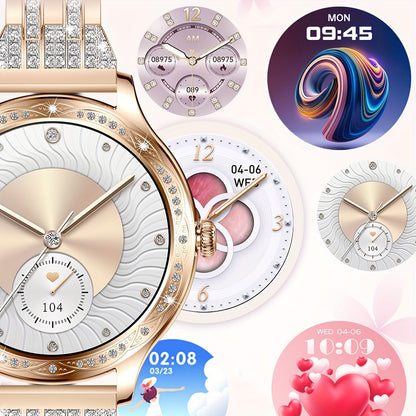 Women's Smart Wrist Watches Rhinestone Elegant Smart Watch Health Monitoring Sleep Monitoring Wireless Call Waterproof Watch - NEXTRENDBAHRAIN