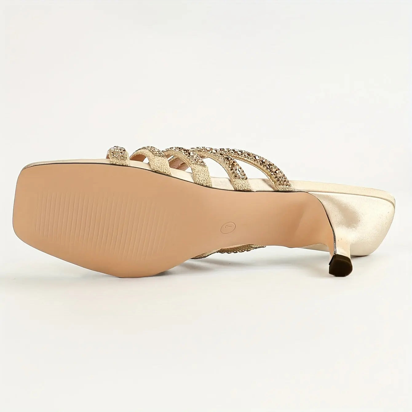 Chic Women's Slip-On Mules With Rhinestone Accents - Comfortable Low Heel, Non-Slip Rubber Sole, Breathable Fabric Upper For All Seasons - NEXTRENDBAHRAIN