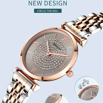 Women's Watch Luxury Rhinestone Quartz Watch Shiny Fashion WR Analog Stainless Steel Wrist Watch - NEXTRENDBAHRAIN