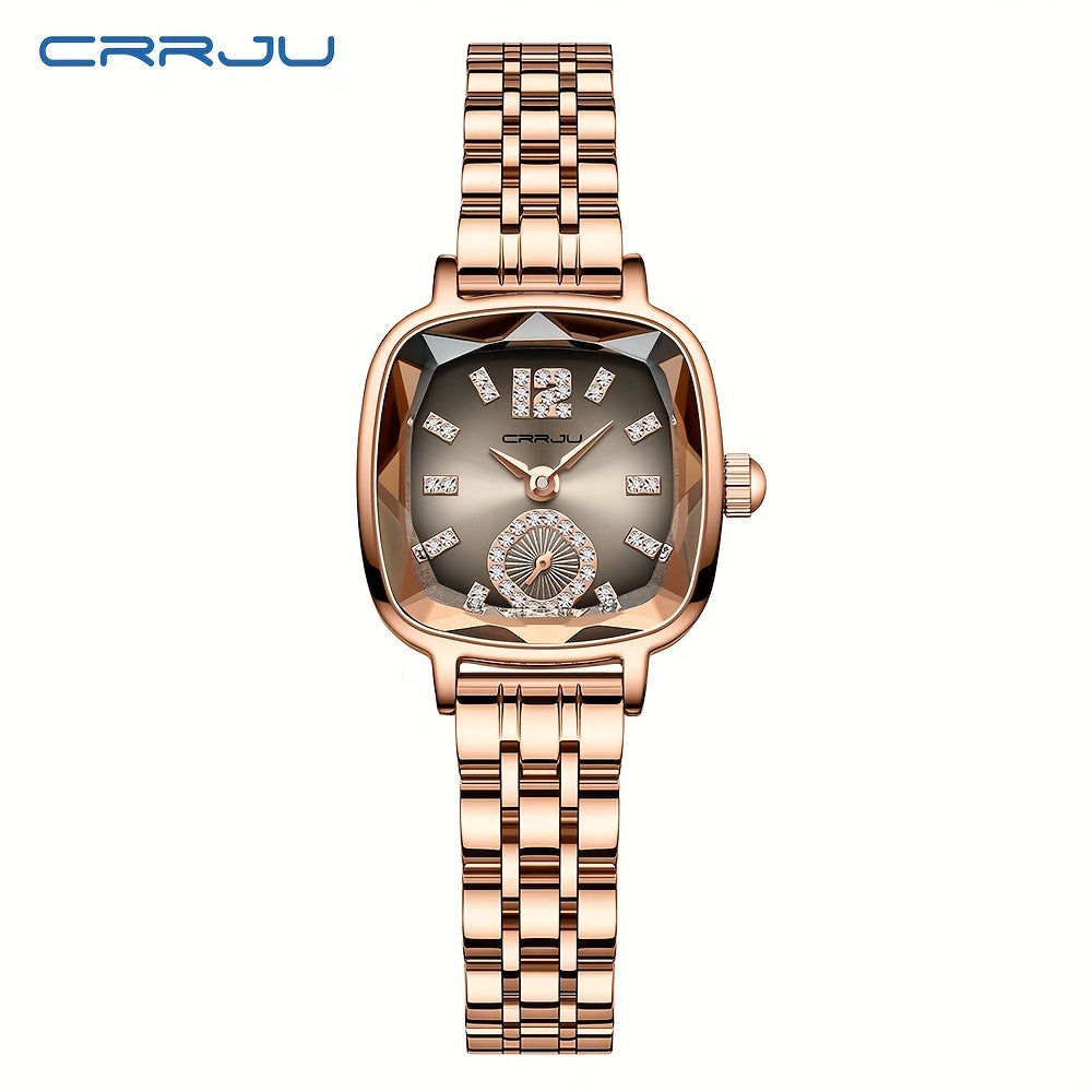 Women's Dial Cutting Watch Luxury Rhinestone Quartz Watch Elegant Square Pointer Analog WR Stainless Steel Wrist Watch - NEXTRENDBAHRAIN