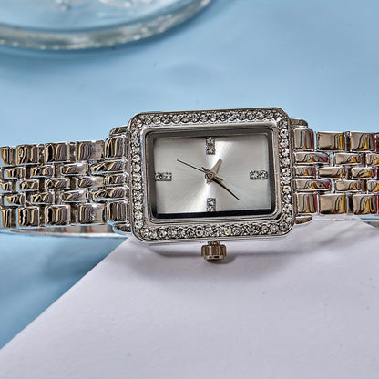 Women's Watch Luxury Rhinestone Quartz Watch Rectangle Pointer Fashion Analog Bracelet Wrist Watch - NEXTRENDBAHRAIN