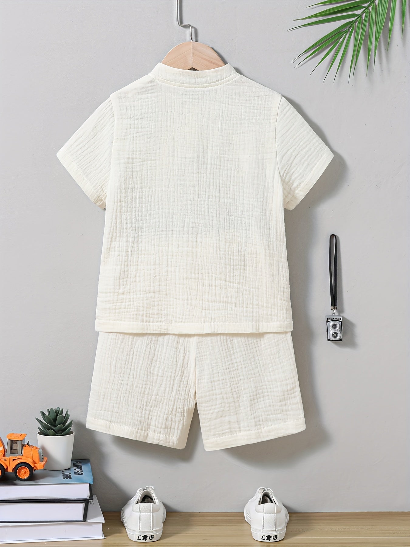 2pcs Boy's Breathable Summer Outfit, Trendy Woven Shirt & Comfy Shorts Set, Kids Clothing - NEXTRENDBAHRAIN