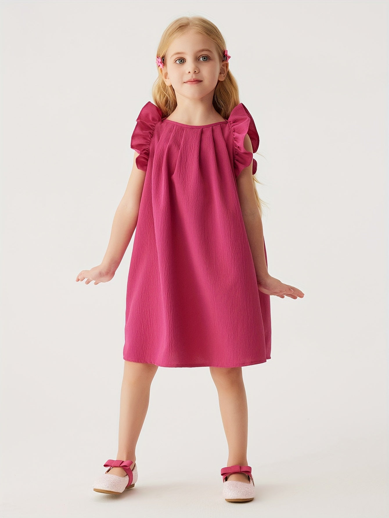 Baby Girls Cute Dress Summer Ruffle Sleeve Solid Color Children Daily Dresses A-line Kids Princess Clothes Toddler Outfits - NEXTRENDBAHRAIN