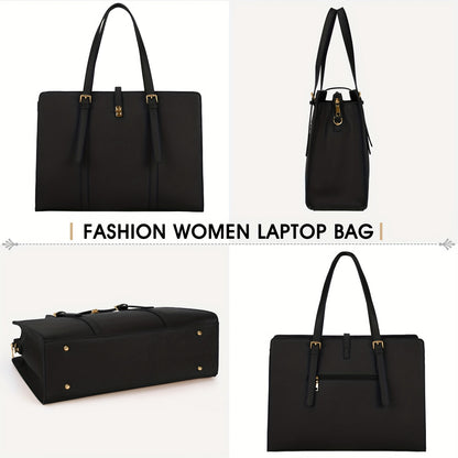 1pc Waterproof 15.6-Inch Laptop Storage Crossbody Bag, PU Leather Briefcase, Large Capacity Fashion Business Handbag - NEXTRENDBAHRAIN