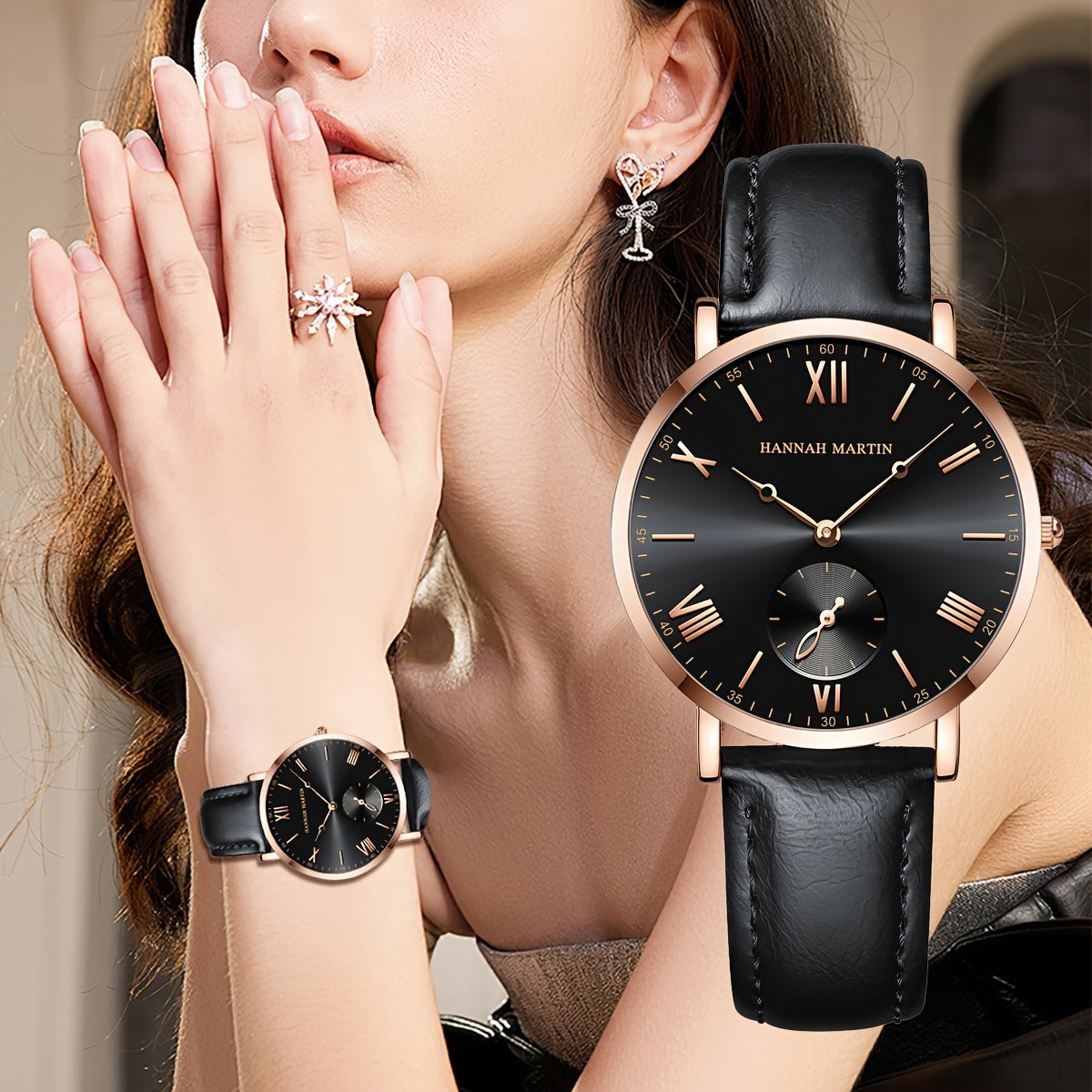 Elegant Women's Quartz Watch with Stopwatch Feature - Fashionable Faux Leather Strap, Stainless Steel Case, Perfect for Dressy Outfits & Gifts - NEXTRENDBAHRAIN