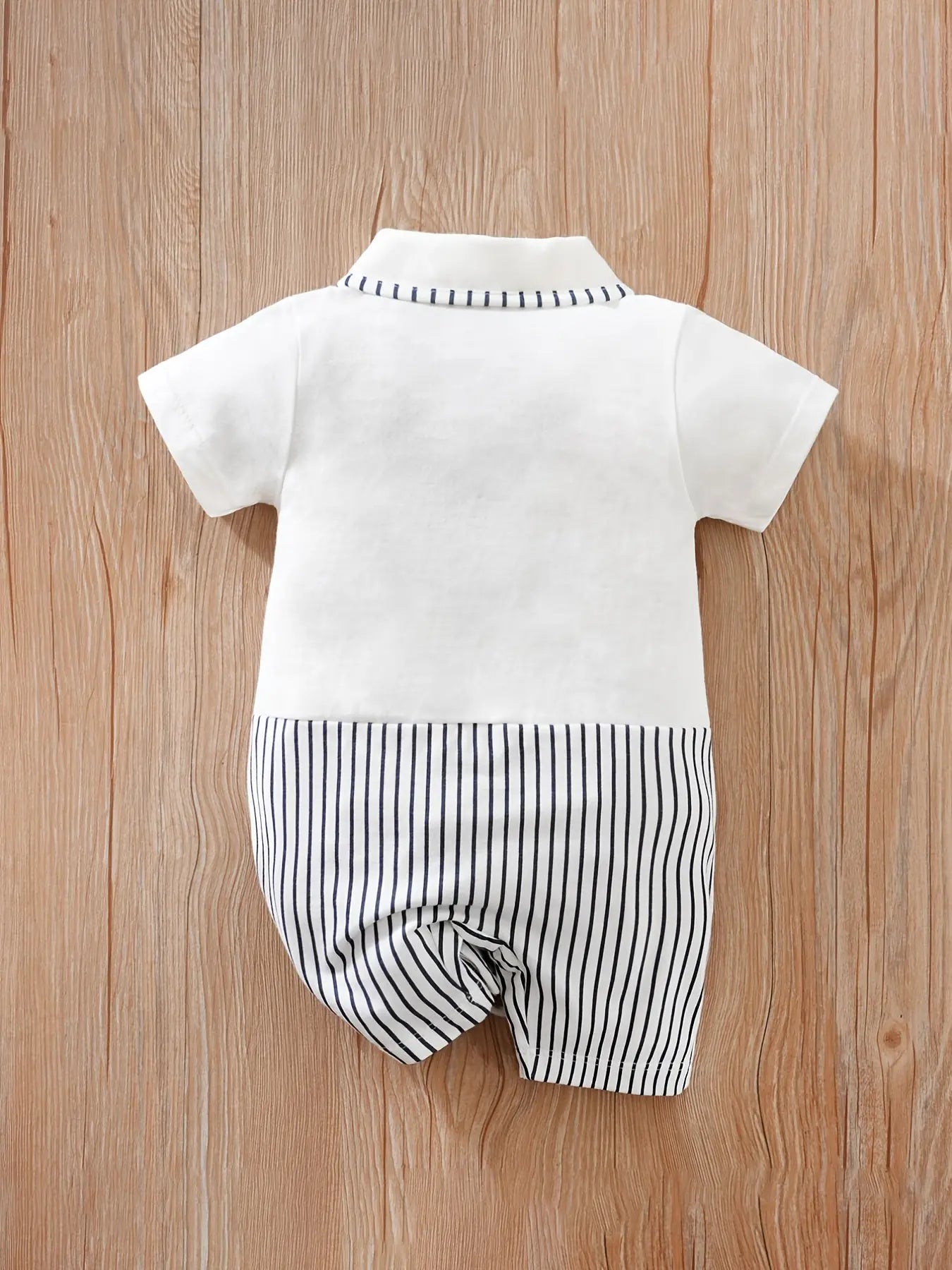 Baby Boys Casual Striped Short Sleeve Lapel Collar Romper Clothes - NEXTRENDBAHRAIN