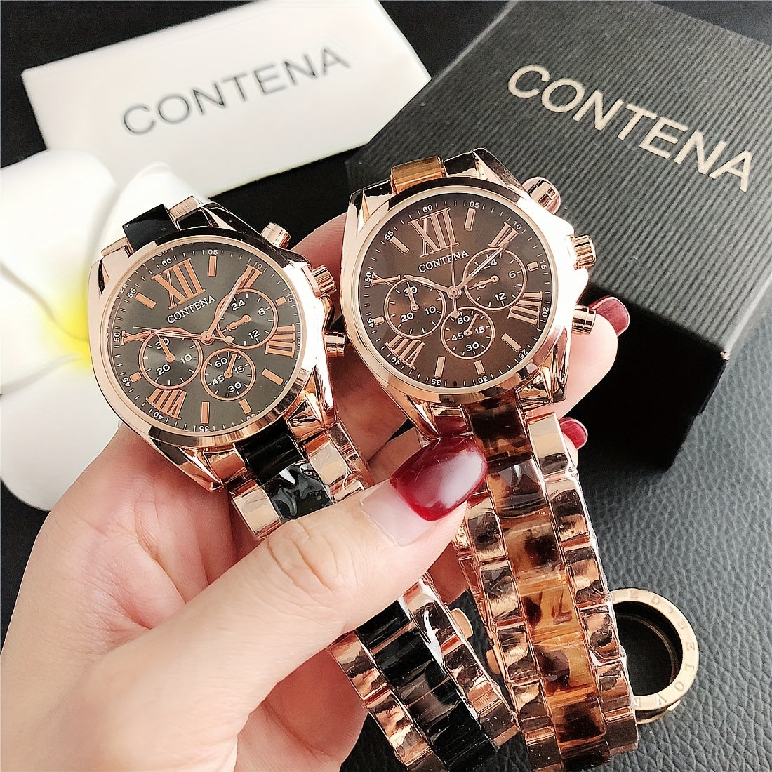 1pc Matching Contena Luxury Rose Golden Quartz Watches, Women's Fashion Wristwatch Set With Roman Numerals, Elegant Female Timepieces For Daily Life And Travel (Watch Only) - NEXTRENDBAHRAIN