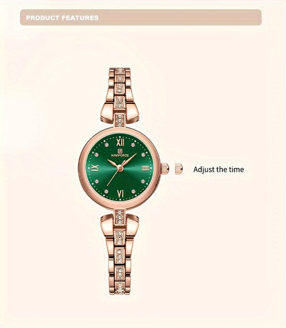 Elegant Naviforce Women's Quartz Watch - Stainless Steel, with Luminous Dial, Fashionable Analog Display - NEXTRENDBAHRAIN