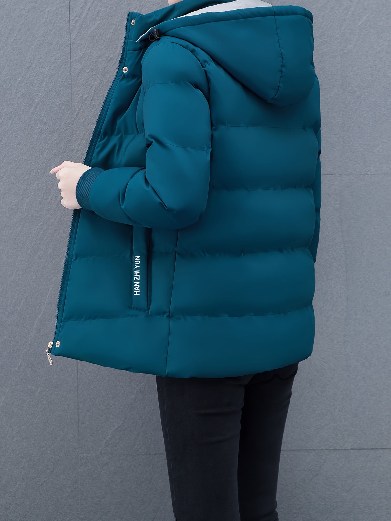 Women'S Puffer Coat, Autumn/Winter Warm Thickened Cotton Jacket, Hooded Sports Style, Solid Color, Zippered, Non-Stretch Fabric, Outdoor Casual Jacket, Polyester (Poly) Material, Woven Knit NEXTRENDBAHRAIN