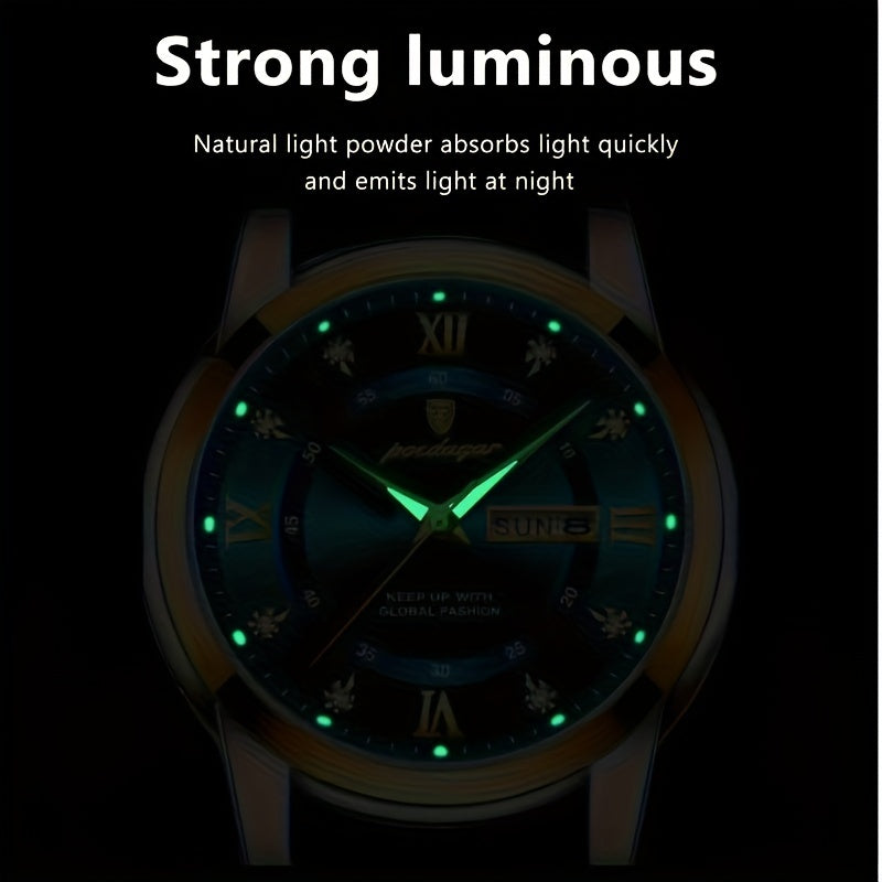 Fashionable Round Quartz Watch Stainless Steel Strap Alloy Pointer Alloy Case Blue Dial Luminous Ideal Gift For Women Men NEXTRENDBAHRAIN