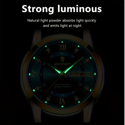 Fashionable Round Quartz Watch Stainless Steel Strap Alloy Pointer Alloy Case Blue Dial Luminous Ideal Gift For Women Men NEXTRENDBAHRAIN