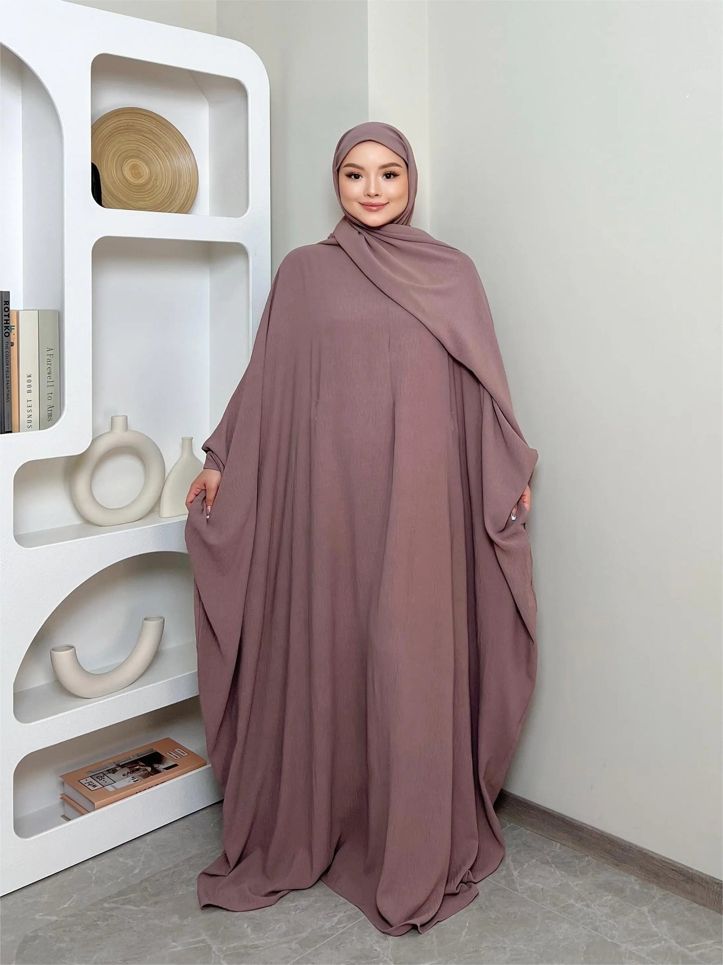 Batwing Sleeve Solid Abayas Dress, Elegant Maxi Length Dress, Women's Clothing NEXTRENDBAHRAIN