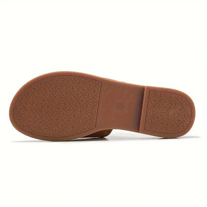 Women's Comfortable Flat Slide Sandals - Casual Open Toe With Ankle Strap, Non-Slip Sole For Summer - NEXTRENDBAHRAIN