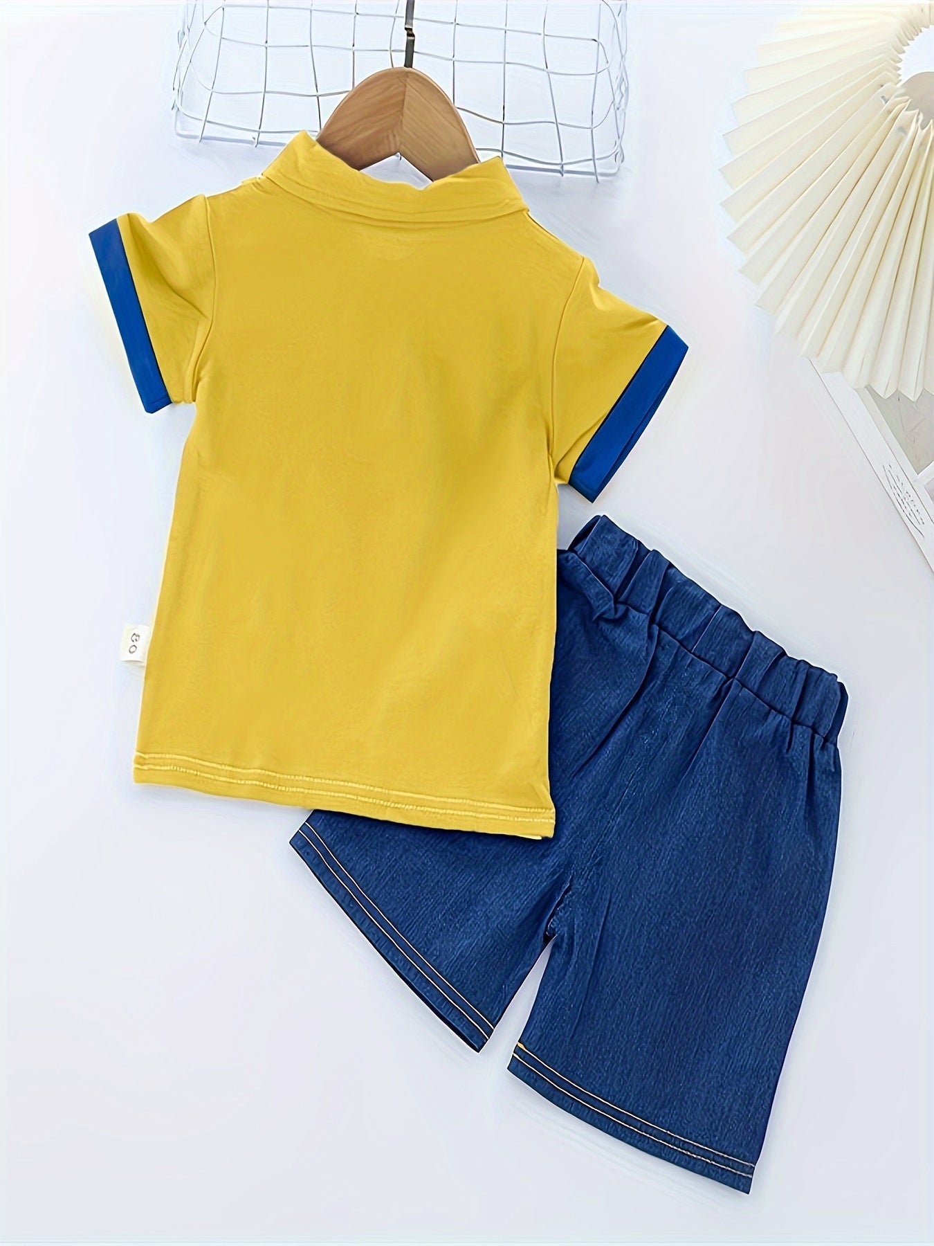 2pcs Baby Boy's Casual Cotton Summer Set, Color Block Short Sleeve Top & Shorts, Baby Boy's Clothes - NEXTRENDBAHRAIN