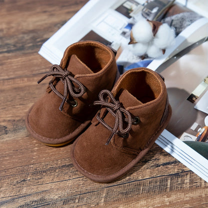 Casual Comfortable Solid Color Lace Up Boots For Baby Boys, Lightweight Non-slip Walking Shoes For Autumn And Winter - NEXTRENDBAHRAIN