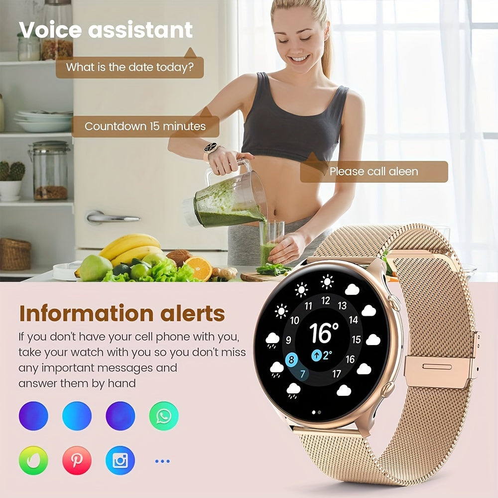 Women's Wireless Calling Smart Watch, 3.53cm Round Smart Watch With 100+ Sports Modes, Female Functionality, Sleep Monitoring, Waterproof Watch For Android And IPhone - NEXTRENDBAHRAIN