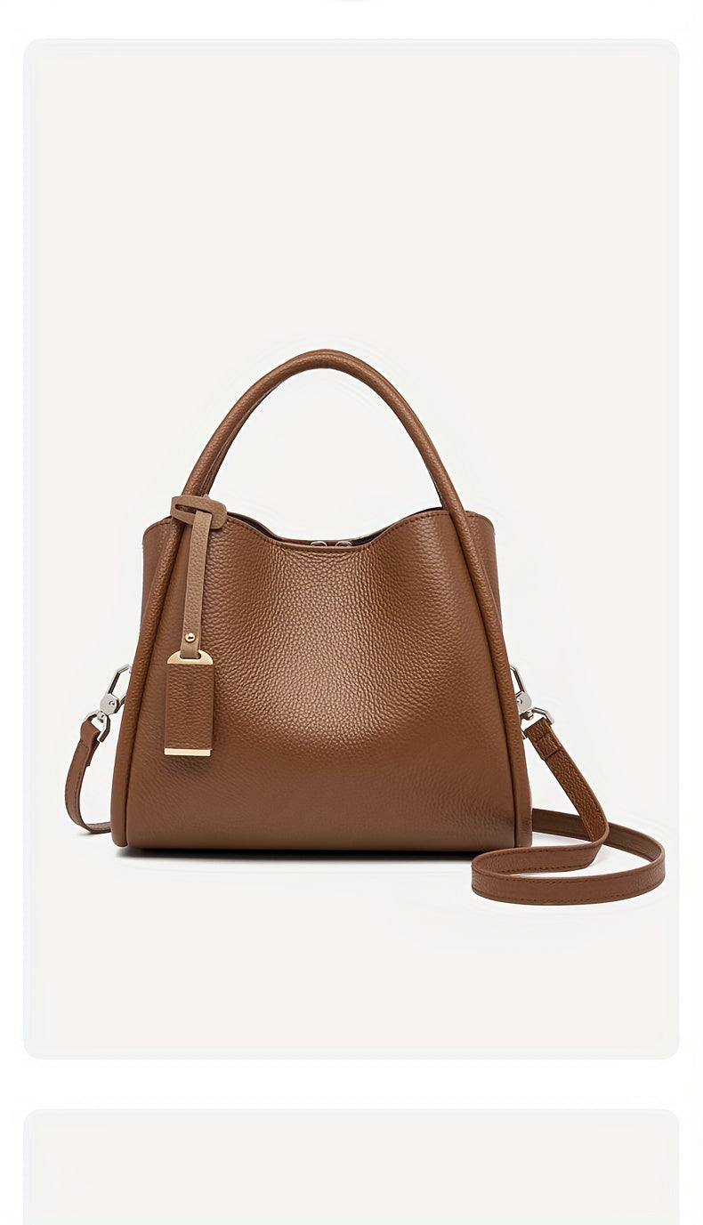 Chic 2024 Genuine Faux Leather Bucket Bag for Women - Spacious & Versatile, Adjustable Strap, Solid Color - NEXTRENDBAHRAIN