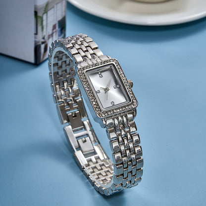 Women's Watch Luxury Rhinestone Quartz Watch Rectangle Pointer Fashion Analog Bracelet Wrist Watch - NEXTRENDBAHRAIN