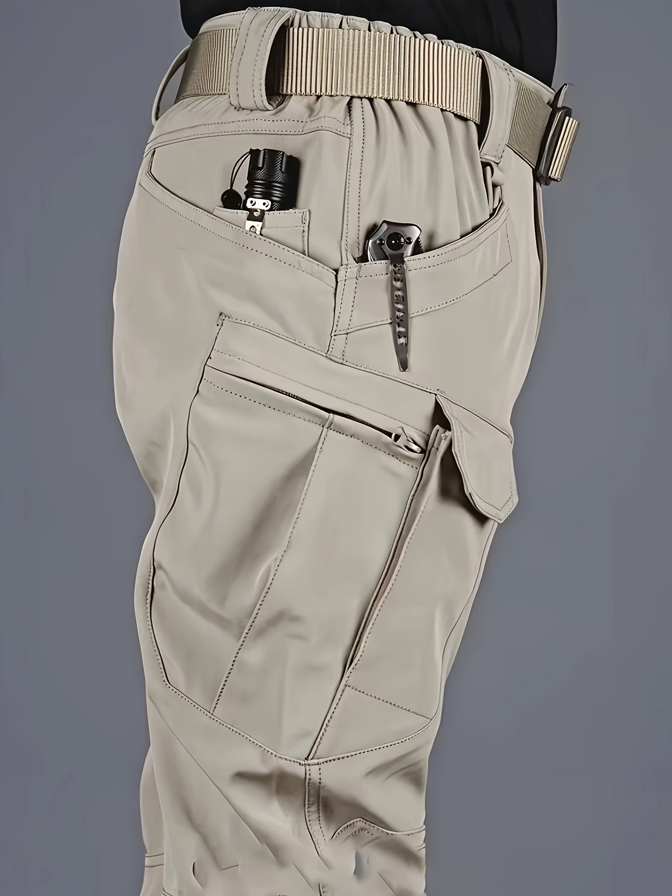 [Top-Rated] Men's Tactical Multi-Pocket Cargo Pants - Durable Polyester & Spandex Blend, Casual Style, Machine Washable NEXTRENDBAHRAIN