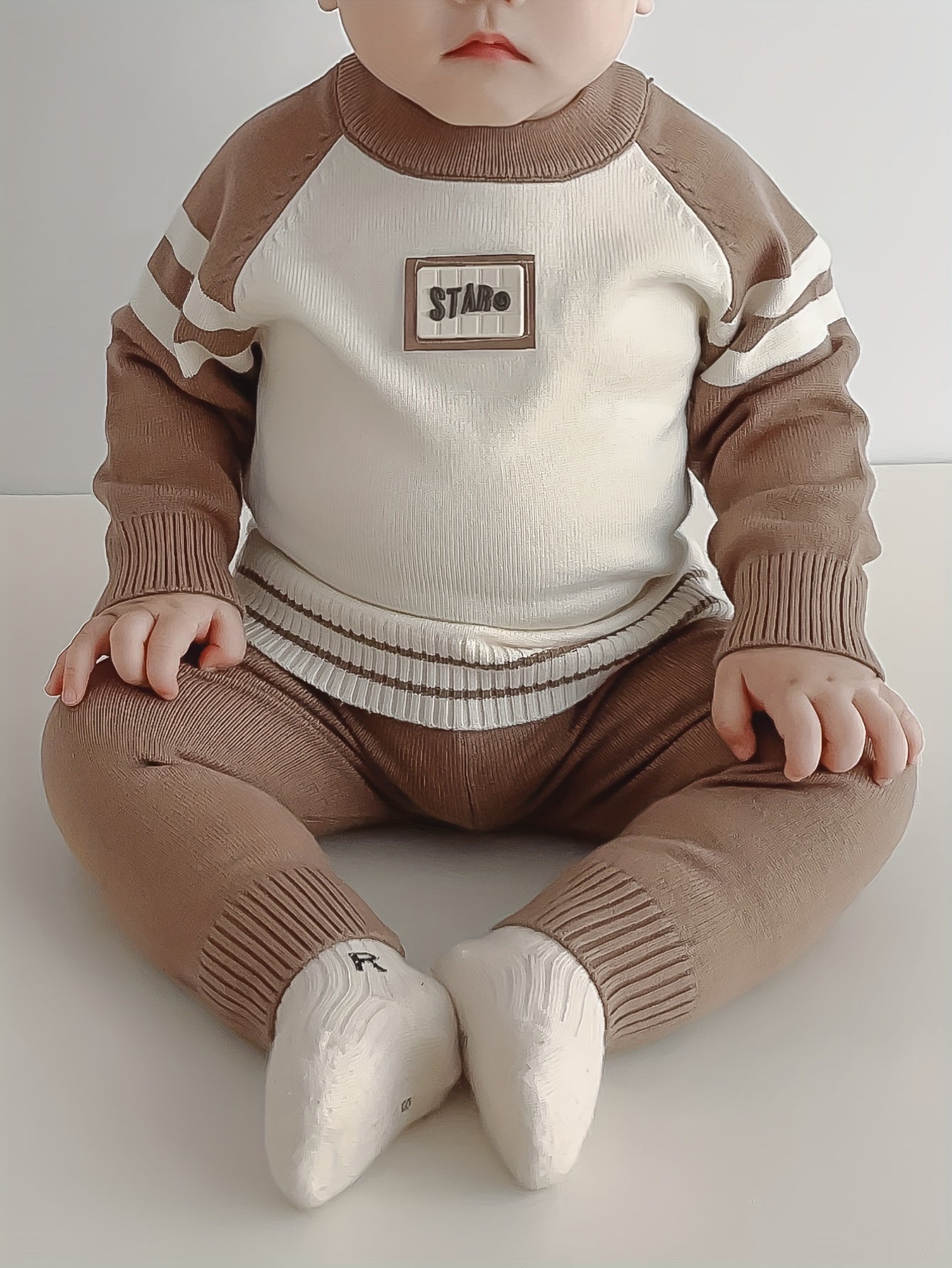 2pcs Baby's Color Clash Raglan Sleeve Sweater & Casual Knitted Pants, Toddler & Infant Boy's Clothing Set For Winter Fall NEXTRENDBAHRAIN