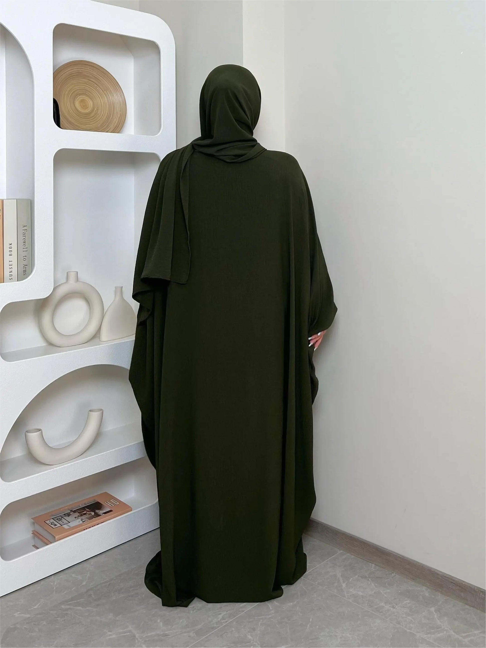 Batwing Sleeve Solid Abayas Dress, Elegant Maxi Length Dress, Women's Clothing NEXTRENDBAHRAIN