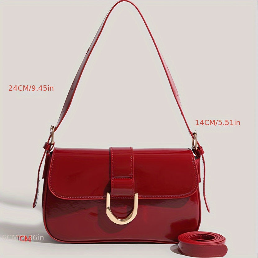 2024 Classic Red Small Shoulder Bag, Elegant Flap Underarm Bag For Women, Daily Use Commuter Bag - NEXTRENDBAHRAIN