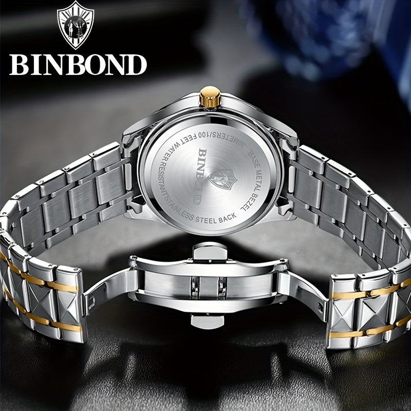 BINBOND Women's Dial Cutting Watch Luxury Rhinestone Quartz Watch Retro Fashion Luminous Analog WR Stainless Steel Wrist Watch - NEXTRENDBAHRAIN