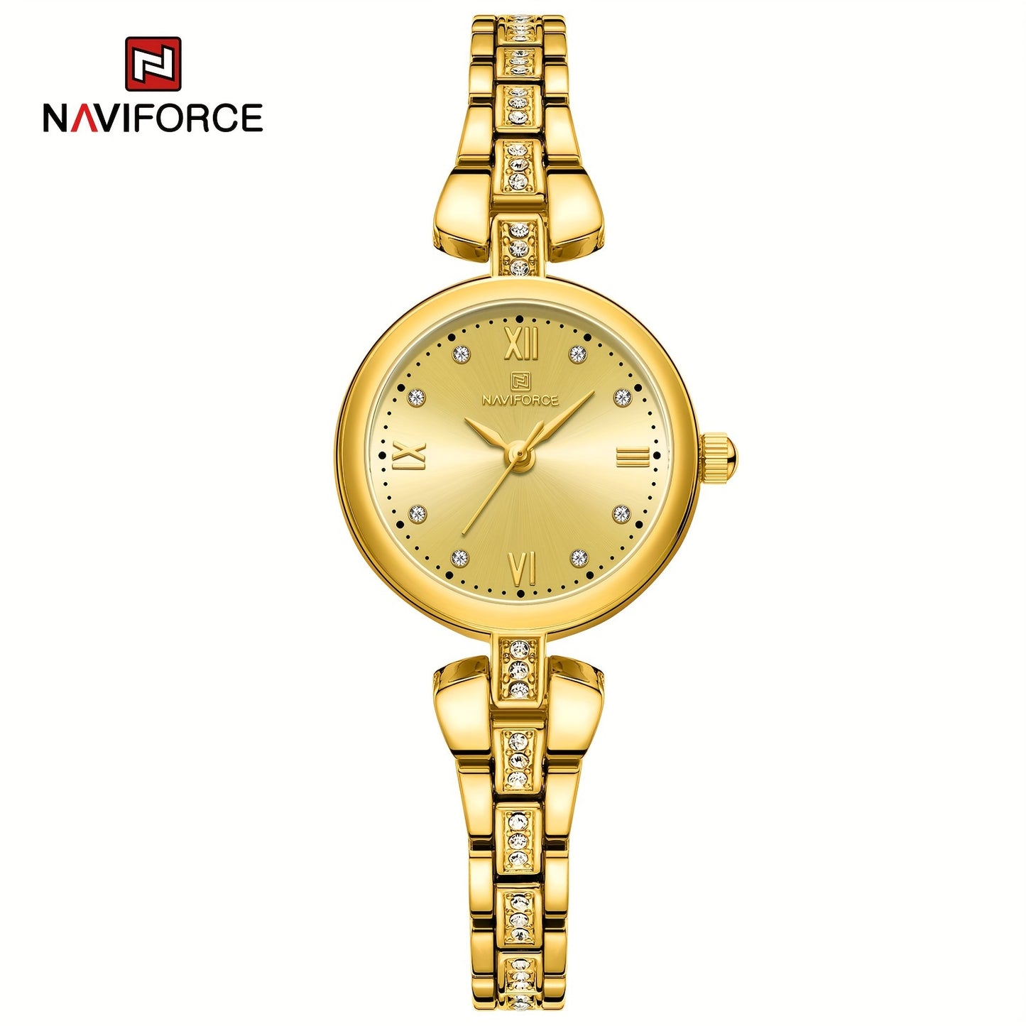 Elegant Naviforce Women's Quartz Watch - Stainless Steel, with Luminous Dial, Fashionable Analog Display - NEXTRENDBAHRAIN